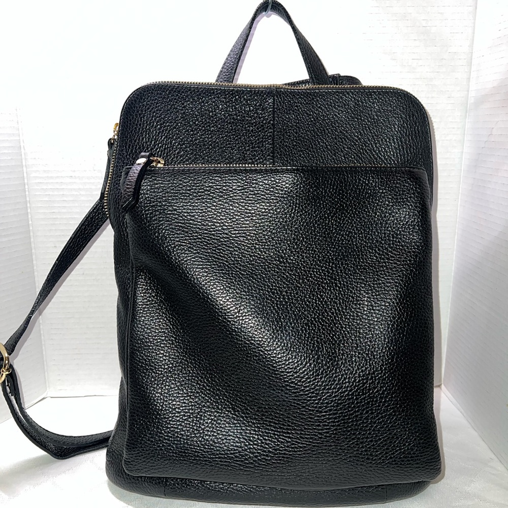 🔥🔥🔥 L.Credi Italian Pebbled Leather Convertible Backpack Crossbody Shoulder Bag - Picture 2 of 10